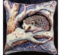 Henypt Kit De Punto De Cruz Para Almohada Animal Erizo En La Nieve Kits De Bordado Con Hilos Y Aguja Completos Pre-Impresa Diy Kit De Manualidades Decorativa Para Principiantes 45x45cm