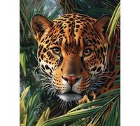Henypt Kit Punto de Cruz Completo Tela Impresa,Animales leopardo 16x20in 11ct Cross Stitch Embroidery Kit Principiantes para DIY Decoracion Hogar,Cadeau d'anniversaire