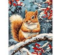 Henypt Kit Punto de Cruz Completo Tela Impresa,Linda ardilla 16x20in 11ct Cross Stitch Embroidery Kit Principiantes para DIY Decoracion Hogar,Cadeau d'anniversaire