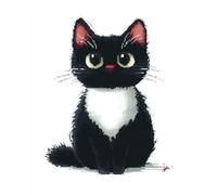 Henypt Kit Punto de Cruz Completo Tela Impresa,Lindo gato de dibujos animados 12x16in 11ct Cross Stitch Embroidery Kit Principiantes para DIY Decoracion Hogar,Cadeau d'anniversaire