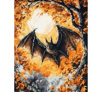 Henypt Kit Punto de Cruz Completo Tela Impresa,Murciélagos 16x20in 11ct Cross Stitch Embroidery Kit Principiantes para DIY Decoracion Hogar,Cadeau d'anniversaire