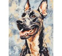 Henypt Kit Punto de Cruz Completo Tela Impresa,perro danés 16x20in 11ct Cross Stitch Embroidery Kit Principiantes para DIY Decoracion Hogar,Cadeau d'anniversaire