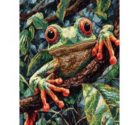 Henypt Kit Punto de Cruz Completo Tela Impresa,Ranas en una rama 16x20in 11ct Cross Stitch Embroidery Kit Principiantes para DIY Decoracion Hogar,Cadeau d'anniversaire