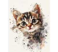 Henypt Kit Punto de Cruz Completo Tela Impresa,Un lindo gato 12x16in 11ct Cross Stitch Embroidery Kit Principiantes para DIY Decoracion Hogar,Cadeau d'anniversaire
