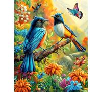 Henypt Kit Punto De Cruz Con Hilos Y Tela Impresa Hermosas Aves Y Mariposas Flores 30X40Cm Cuadro En Cross Stitch Embroidery Bordar Punto De Cruz Kit Bordado Completo Esquemas Para Principiantes Pa