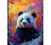 Henypt Kit Punto De Cruz Con Hilos Y Tela Impresa Panda Al Atardecer 40X50 Cm Cuadros En Cross Stitch Embroidery Bordar Punto De Cruz Kit Bordado Completo Esquemas Para Principiantes Patrones Conta