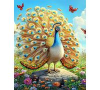 Henypt Kit Punto De Cruz Con Hilos Y Tela Impresa, Pavo Real Y Mariposa 50X70 Cm Cuadros Cross Stitch Embroidery Bordar Punto De Cruz Kit Bordado Completo Esquemas Para Principiantes Patrones Conta