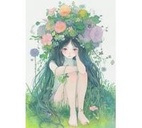 Henypt Kit Punto de Cruz Tela Impresa Chica anime DIY Kit de Bordado Para Principiantes y Personas Mayores Decoración Mural Para el Hogar 14CT 60x80cm
