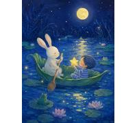 Henypt Kit Punto de Cruz Tela Impresa Conejo Fantasía Animal DIY Kit Manualidades Para Principiantes y Personas Mayores Decoración Mural Para el Hogar 14CT 60x80cm