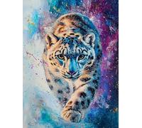 Henypt Kit Punto de Cruz Tela Impresa Leopardo de anime Animal DIY Kit de Bordado Para Principiantes y Personas Mayores Arte mural para el hogar 14CT 60x80cm