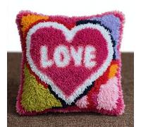 Henypt Kits de Gancho de Pestillo DIY Cojín,Amor y corazón,funda de almohada de costura,Kit Coussin au Point Noué,Noël/Cadeaux,43x43cm