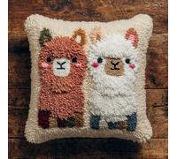 Henypt Kits de ganchos para adultos,Lindas alpacas DIY kits de alfombra de gancho y pestillo pre impresos,43x43cm funda de cojín para decoración de sofá en casa