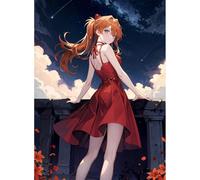 Henypt Kits De Punto De Cruz 11Ct Estampado,Falda Roja De Chica De Anime Diy Gama Completa De Kits De Inicio Preimpresos,Suministros De Punto Cruz Costura Para Principiantes Con