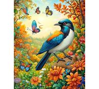 Henypt Kits De Punto De Cruz 11Ct Estampado,Hermosas Aves Y Mariposas Flores 30X40Cm Diy Gama Completa De Kits De Inicio Preimpresos,Suministros De Punto Cruz Costura Para Principiantes Con