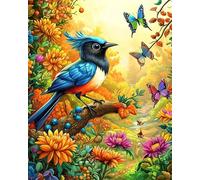 Henypt Kits De Punto De Cruz Contado Completo Arte De Pared Diy Hermosas Aves Y Mariposas Flores 40X50Cm Manualidades Adultos Set Decoracion Salon Creativo Regalo