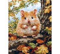 Henypt Kits de punto de cruz para adultos,Lindo hámster DIY Kits de Bordado Punto Cruz,11CT Cross Stitch Cadeaux artisanaux pour les fêtes,16x20in