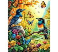 Henypt Punto De Cruz Kit Completo Esquemas 11Ct Hermosas Aves Y Mariposas Flores 30X40Cm Patrones Cuadros Kit Punto De Cruz Con Hilos Y Tela Impresa Impreso Completo Contado Principiantes, Cross St