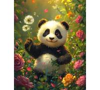 Henypt Punto De Cruz Kit Completo Esquemas 11Ct Lindo Panda De Pie Entre Rosas Patrone Cuadro Kit Punto De Cruz Con Hilos Y Tela Impresa Impreso Completo Contado Principiantes Cross Stitch Kit Bord