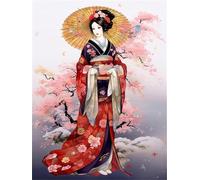 Henypt Punto De Cruz Kit Completo Para Principiantes Geisha Japonesa De Anime 14Ct Bordado En Cruz Completo Con Hilo Y Tela Impreso Para Adultos Niños Principiantes 40x50cm