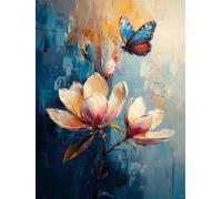 Henypt Punto de Cruz Kit Completo Pintura al óleo de magnolia Flores DIY Embroidery Kit Para Principiantes y Personas Mayores Adornos de Pared Para Sala y Dormitorio 14CT 80x100cm