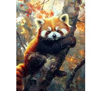 Henypt Punto de Cruz Kit Completo Pintura al óleo de un panda rojo Animal DIY Embroidery Kit Para Principiantes y Personas Mayores Decoración Mural Para el Hogar 14CT 50x70cm