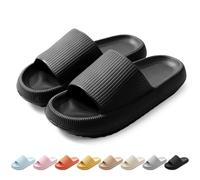 HEOAARG Zapatillas de Estar por Casa Mujer Hombre Cómodas Chanclas de Baño Antideslizante Chanclas Nube Pantuflas Ligeras Slippers Chancletas para Interiores y Exteriores，Negro，40-41 EU