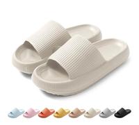 HEOAARG Zapatillas de Estar por Casa Mujer Hombre Cómodas Chanclas de Baño Antideslizante Chanclas Nube Pantuflas Ligeras Slippers Chancletas para Interiores y Exteriores，Beige，42-43 EU