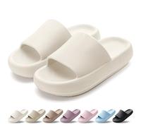 HEOAARG Zapatillas de Estar por Casa Mujer Hombre Zapatillas Nube Suave Chanclas de Baño Ligeras Pantuflas Chancletas Slippers Antideslizante Transpirables，Beige，37-38 EU