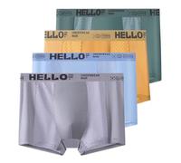 heofonm 4Pcs Hello Underwear for Men, Hello Mesh Mens Underwear, Low Rise Boxer Briefs for Men, Ice Silk Breathable Trunks (4PCS-C,L)