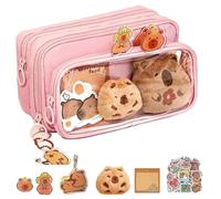 heofonm Escolares Lapicera Capibara, Estuche para Lápices De Capibara, Gran Capacidad Multicapa Juego de Papeleria de Capibaras, Regalos para Niñas y Niños (Rosa)