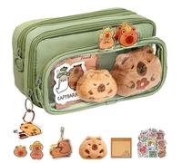 heofonm Escolares Lapicera Capibara, Estuche para Lápices De Capibara, Gran Capacidad Multicapa Juego de Papeleria de Capibaras, Regalos para Niñas y Niños (Verde)