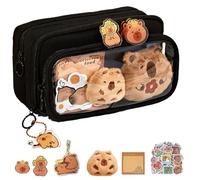 heofonm Escolares Lapicera Capibara, Estuche para Lápices De Capibara, Gran Capacidad Multicapa Juego de Papeleria de Capibaras, Regalos para Niñas y Niños (Negro)