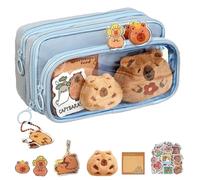 heofonm Escolares Lapicera Capibara, Estuche para Lápices De Capibara, Gran Capacidad Multicapa Juego de Papeleria de Capibaras, Regalos para Niñas y Niños (Azul)