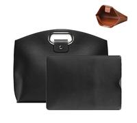 heofonm The 2-Piece Set: Sophisticated Business Waterproof Leather Laptop & Tote Set, 14-16in 2PCS Laptop Bag for Women (Black)