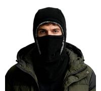 heofonm Unisex Windproof & Warm Balaclava, Winter Fleece Ski Mask Hooded Scarf Cold Weather Hat Neck Warmer (Black)