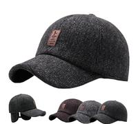 heofonm Winter Baseball Cap with Ear Muffs,Winter Hats for Men Baseball Cap Warm,Winter Hat with Ear Flaps (Black,One Size)