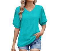 HeOTER Blusa casual de manga larga con cuello redondo para mujer, blusa de manga larga con cuello redondo, Verde De Malaquita, XXL