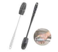 HEOUCH 2 Piezas Cepillo Limpia Biberones, Cepillo Botellas de Silicona, Suave Cepillo Largo para Cepillo Limpia Botellas, Adecuado para Limpiar Botellas de Leche, de Agua y Botellas de Vidrio