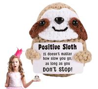 HEOUCH Positiva Perezoso, Apoyo Emocional, Regalos Divertidos, Egalos Positivos Hechos a Mano de Ganchillo, Tarjeta Positiva Lucky Charms, Muñeco de Lana de Patata de Punto Creativo