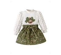 HEOXIN 2 Piezas Bebe Conjunto Niña Vestido, Ropa de Bebe con Blusa Manga Larga Mangas Abullonadas + Falda Botones Estampado Floral, Invierno Ropa Niña Vestido Infantil Para Niñas de 12-18 Meses
