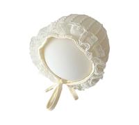 HEOXIN Bebé Encaje Sombrero De Sol, Infantil Sombrero de Verano Acanalado Transpirable Sombrero del Sol, Protección Sombrero con Correa Ajustable para La Barbilla 3-18 Meses, Blanco