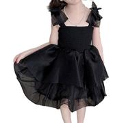 HEOXIN Bebé Recién Nacido Niñas Princesa de Malla Vestido Puffy, Bowknot Tirantes Princesa Vestido Tutú, sin Mangas A-Line Vestidos de Tul Fiesta de Cumpleaños de Regalo para 3-4 Años, Negro