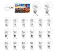 Heozhuyi 20 PcsVentosa con Gancho, Ventosas con Pinzas, Ganchos Ventosa transparent, Gancho con Ventosa para acuarios, refrigeradores, baños, oficinas, letreros y exhibidores de fotos