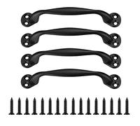 Heozhuyi 4 Piezas Tirador de Puerta, Tiradores de Armario Negros, Manijas para Puerta de Granero, Tiradores de Muebles, Tiradores Forma de Arco para Jardín Puerta Madera, con Tornillos - 129 mm