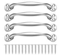 Heozhuyi 4 Tiradores de Puerta y Armario, Manijas de Granero y Jardín, Forma de Arco, Tornillos - 129 mm Platas