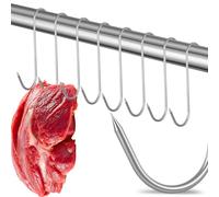Heozhuyi 8 PcsGanchos de Carnicero de Acero Inoxidable, Ganchos en S Ø 5 mm, Ganchos de Metal con Forma de S para pescado, trucha, ahumar accesorios, gancho para ropa