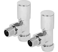 Hep - Válvula de radiador manual en ángulo redondo + protector de bloqueo (15 mm, cromado)