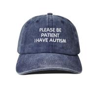 Hepandy Sombreros bordados con texto en inglés "Please Be Patient I Have Autism Dad", Please Be Patient I Have Autism (azul marino), One Size