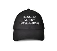 Hepandy Sombreros bordados con texto en inglés "Please Be Patient I Have Autism Dad", Please Be Patient I Have Autism (negro), One Size