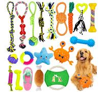 HEPAZ Juguetes para Perro,Juguetes para Masticar,Cuerda de algodón100% Natural,Juguetes para chirridos,Bolas de Perro,Huesos de Perro,Cuerdas para Perro,19unidades,Juego de Regalo